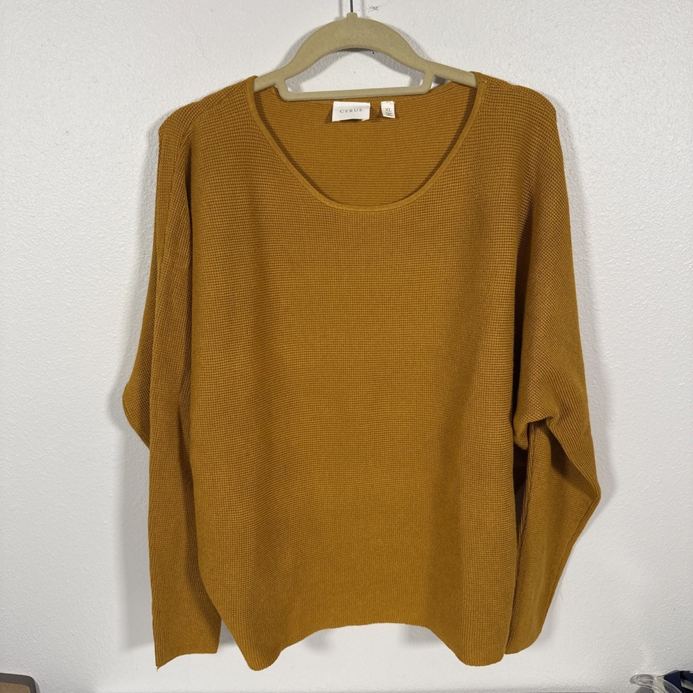 Cyrus Women's Golden Dolman Sleeve Ribbed Sweater Size XL A1‎